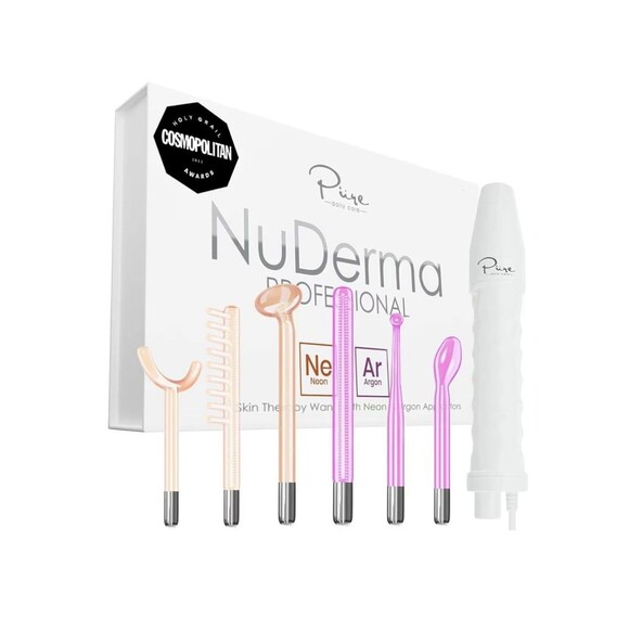 Pure Daily Care NuDerma Professional Ne+Ar Skin Therapy Wand w 6 Fusion Used - Picture 1 of 15